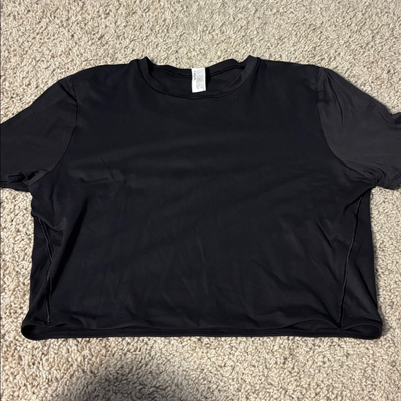 Lululemon Crewneck Cropped T-Shirt Black W3HPQS - Picture 3 of 5